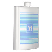 Monogramm Himmelsblau Streifen Flachmann (Rechts)