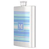 Monogramm Himmelsblau Streifen Flachmann (Links)