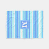 Monogramm Himmelsblau Streifen Fleecedecke (Vorderseite (Horizontal))