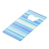 Monogramm Himmelsblau Streifen Geldkarten Flaschenöffner (Rückseite Schrägansicht)