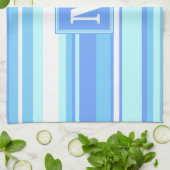 Monogramm Himmelsblau Streifen Geschirrtuch (Gefaltet)