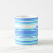 Monogramm Himmelsblau Streifen Kaffeetasse (Mittel)