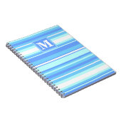 Monogramm Himmelsblau Streifen Notizblock (Rechte Seite)