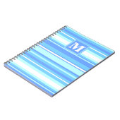 Monogramm Himmelsblau Streifen Notizblock (Linke Seite)