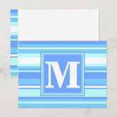 Monogramm Himmelsblau Streifen Postkarte (Vorne/Hinten)