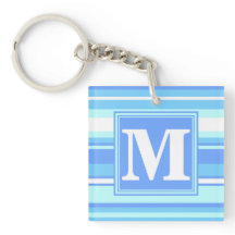 Monogramm Himmelsblau Streifen