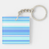 Monogramm Himmelsblau Streifen Schlüsselanhänger (Rückseite)