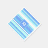 Monogramm Himmelsblau Streifen Serviette (Ecke)