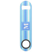Monogramm Himmelsblau Streifen Speedflaschenöffner (Vorderseite)