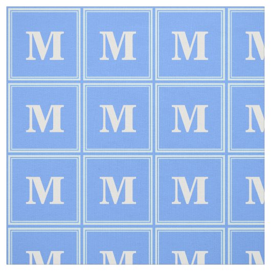 Monogramm Himmelsblau Streifen Stoff (Muster)