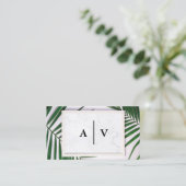 Monogramm | Hintergrund der Blätter Visitenkarte (Stehend Vorderseite)