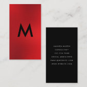 Monogramm | Hintergrund der roten Textur Visitenkarte (Vorne/Hinten)