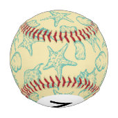 Monogramm Hintergrund mit Muscheln. Handgezeichnet Baseball (Rückseite)