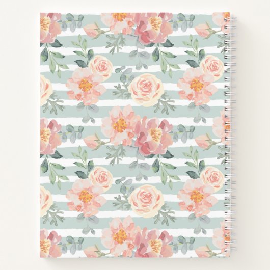 Monogramm hinzufügen | Alicia Rose Streifenmuster Notizblock (Rückseite)