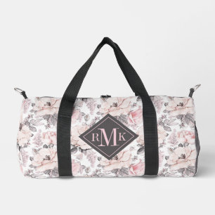 Monogramm hinzufügen Klassisches rosa und graues Duffle Bag