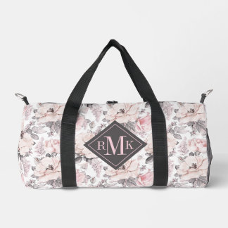 Monogramm hinzufügen | Klassisches rosa und graues Duffle Bag