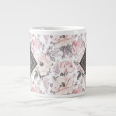 Monogramm hinzufügen| Klassisches rosa und graues Jumbo-Tasse (Vorderseite)