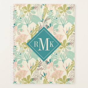 Monogramm hinzufügen   Modernes Blumenmuster Planer