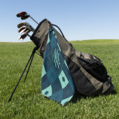 Monogramm hinzufügen | Muster für blaue Raute und Golfhandtuch (Gras)