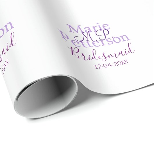 Monogramm hinzufügen Name Brief Brautjungfrauen Geschenkpapier (Rolleneckpunkt)