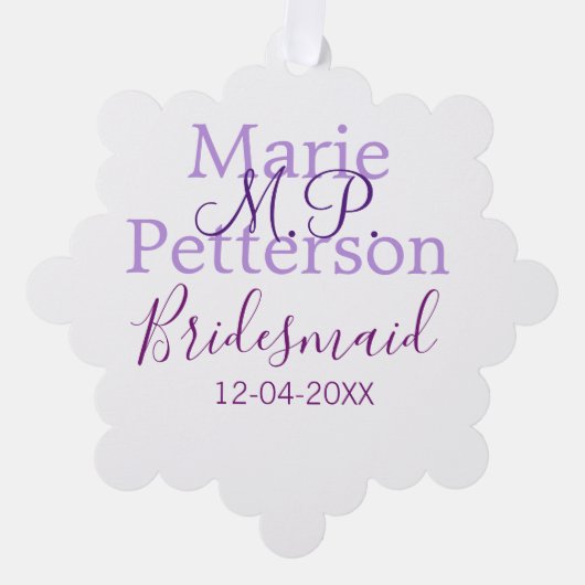 Monogramm hinzufügen Name Brief Brautjungfrauen Ornament Karte (Vorderseite)