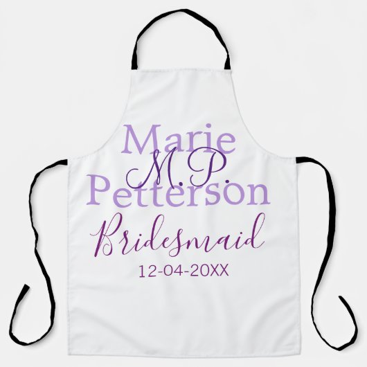 Monogramm hinzufügen Name Brief Brautjungfrauen Schürze (Vorderseite)