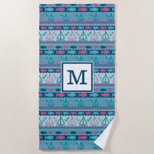 Monogramm hinzufügen Super Fun und Segelboot Strandtuch