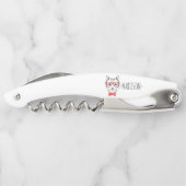 Monogramm Hipster Katze mit Extravagantem Rotem Bo Kellnermesser (Rückseite)