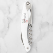 Monogramm Hipster Katze mit Extravagantem Rotem Bo Kellnermesser (Rückseite)