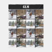 Monogramm-Hirsch-Collage-Jäger-Fleece-Decke Fleecedecke (Vorderseite)