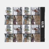 Monogramm-Hirsch-Collage-Jäger-Fleece-Decke Fleecedecke (Vorderseite (Horizontal))