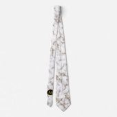 Monogramm-Hochzeit aus weißem Marmor, grau und gol Krawatte (Rückseite)