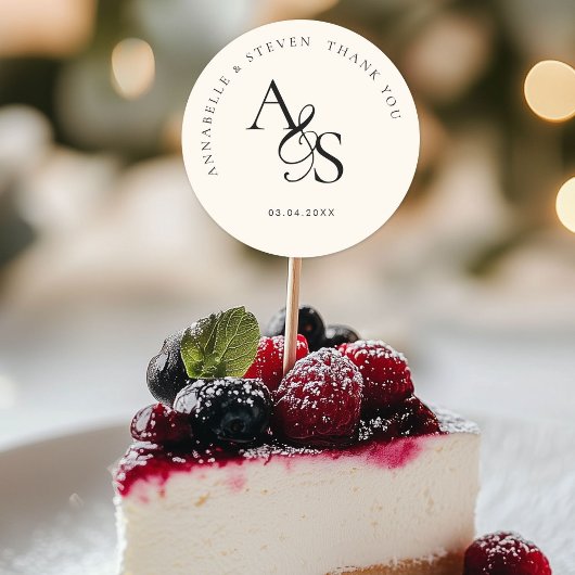 Monogramm, Hochzeit, danke Runder Aufkleber