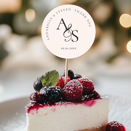 Monogramm, Hochzeit, danke Runder Aufkleber