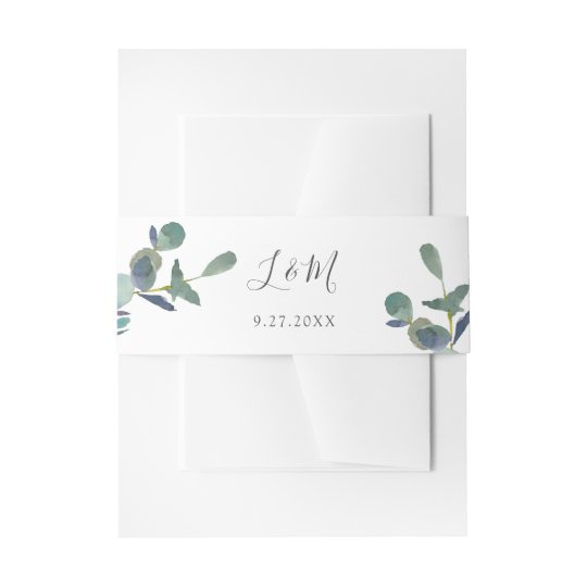 Monogramm Hochzeit Des Eukalyptus Wappen Einladungsbanderole Zazzle De