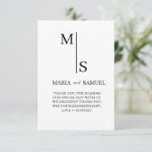 Monogramm Hochzeit Elegant Einfach Minimalistisch Dankeskarte (Stehend Vorderseite)