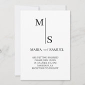 Monogramm Hochzeit Elegant Einfach Minimalistisch Einladung (Vorderseite)