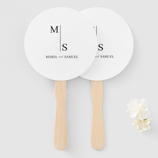 Monogramm Hochzeit Elegant Einfach Minimalistisch Fächer (Vorne und Hinten)