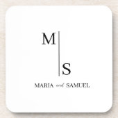 Monogramm Hochzeit Elegant Einfach Minimalistisch Getränkeuntersetzer (Vorderseite)