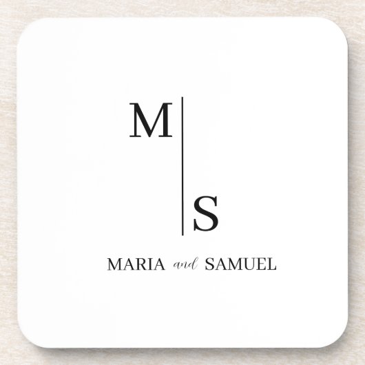 Monogramm Hochzeit Elegant Einfach Minimalistisch Getränkeuntersetzer (Vorderseite)