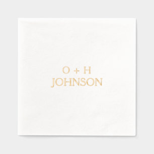 Monogramm-Hochzeit Elegant Minimalistisch Gold Servietten Mit Folie