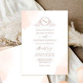 Monogramm-Hochzeit für Orangefarbene Wasserfarbens Einladung