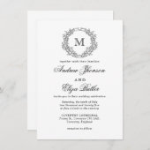 Monogramm-Hochzeit für Schwarz-Weiß-Wappen Einladung (Vorne/Hinten)