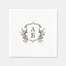 Monogramm-Hochzeit für Schwarz-Weiß-Wappen Serviette