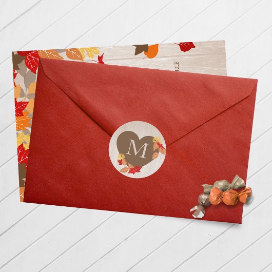 Monogramm-Hochzeit im Herbst- oder Brautparty-Aufk Runder Aufkleber