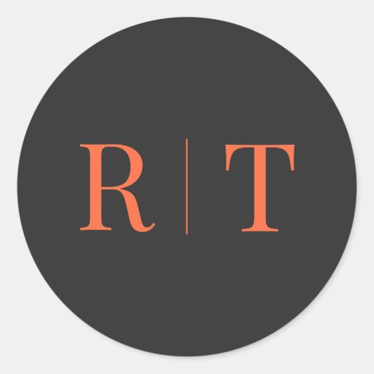 Monogramm-Hochzeit in Grauorange Runder Aufkleber (Vorderseite)