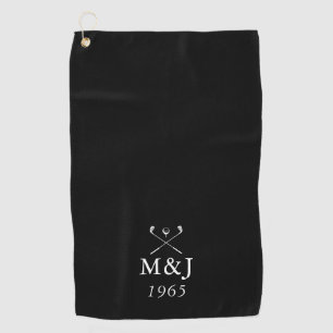 Monogramm Hochzeit Jubiläumsdatum Golfhandtuch