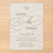 Monogramm-Hochzeit mit Blumenmuster Acryleinladungen (Vorderseite)