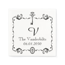 Monogramm-Hochzeit mit schwarzem und weißem Schlüs