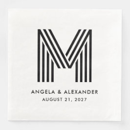 Monogramm-Hochzeit mit schwarzen und weißen Streif Serviette